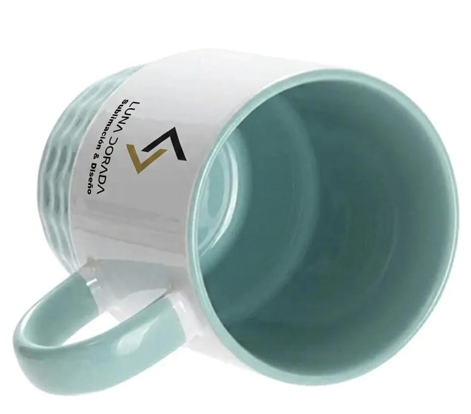 Taza Nórdica Blanco / Turquesa con base texturizada.