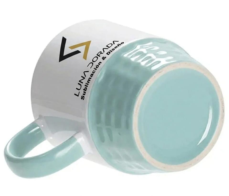 Taza Nórdica Blanco / Turquesa con base texturizada.